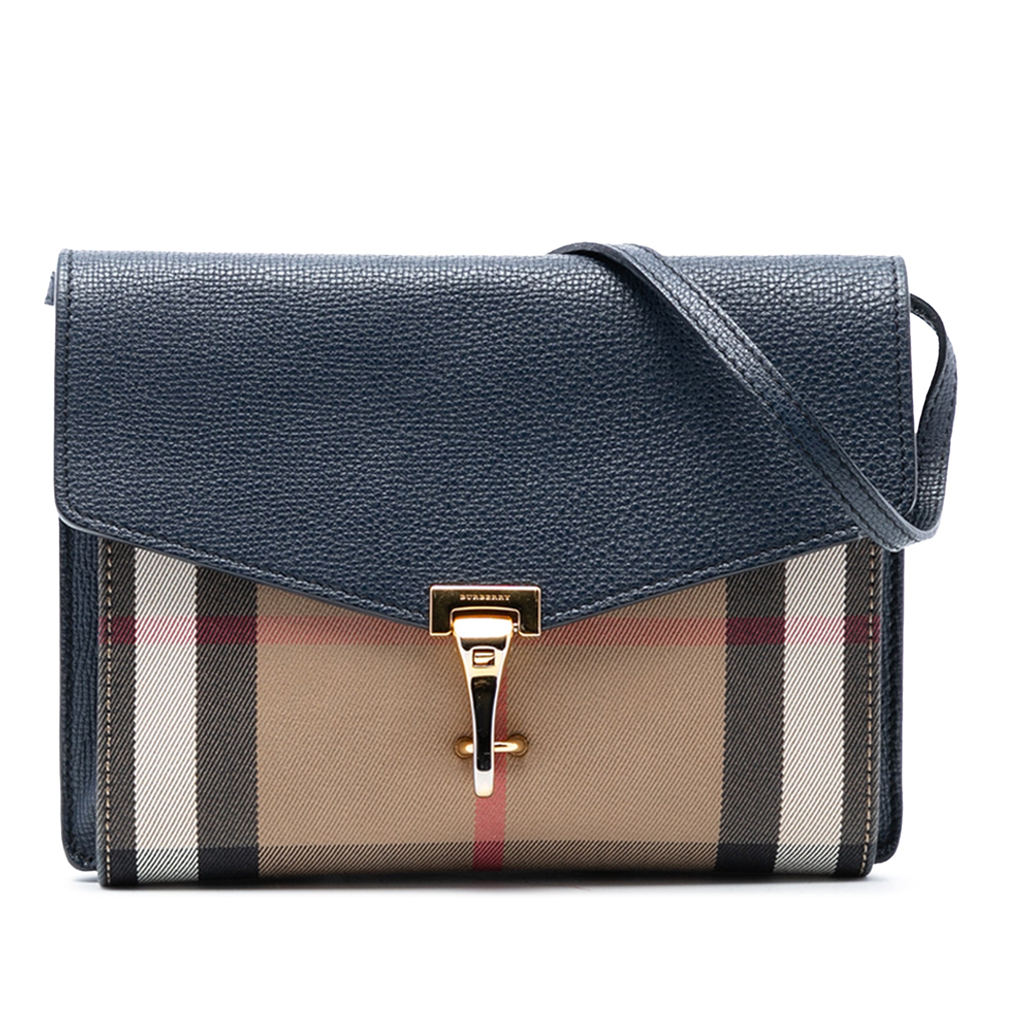 Small Leather and House Check Canvas Derby Macken Crossbody