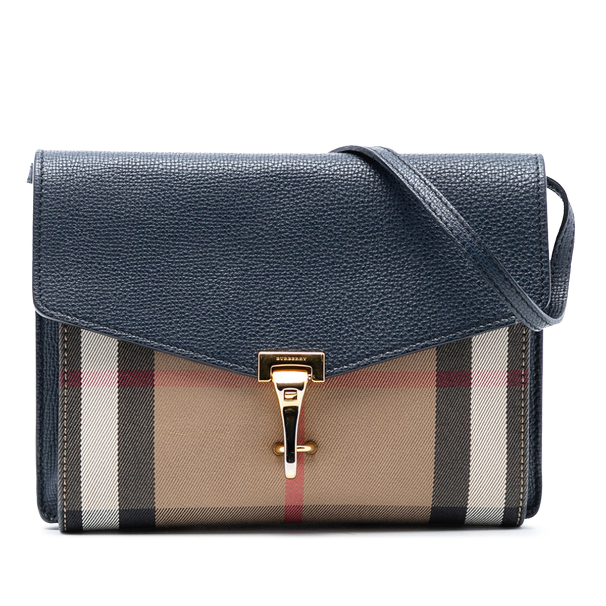 Small Leather and House Check Canvas Derby Macken Crossbody