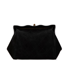 CC Quilted Suede Kiss Lock Clutch