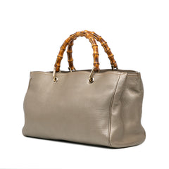 Medium Calfskin Bamboo Shopper Satchel