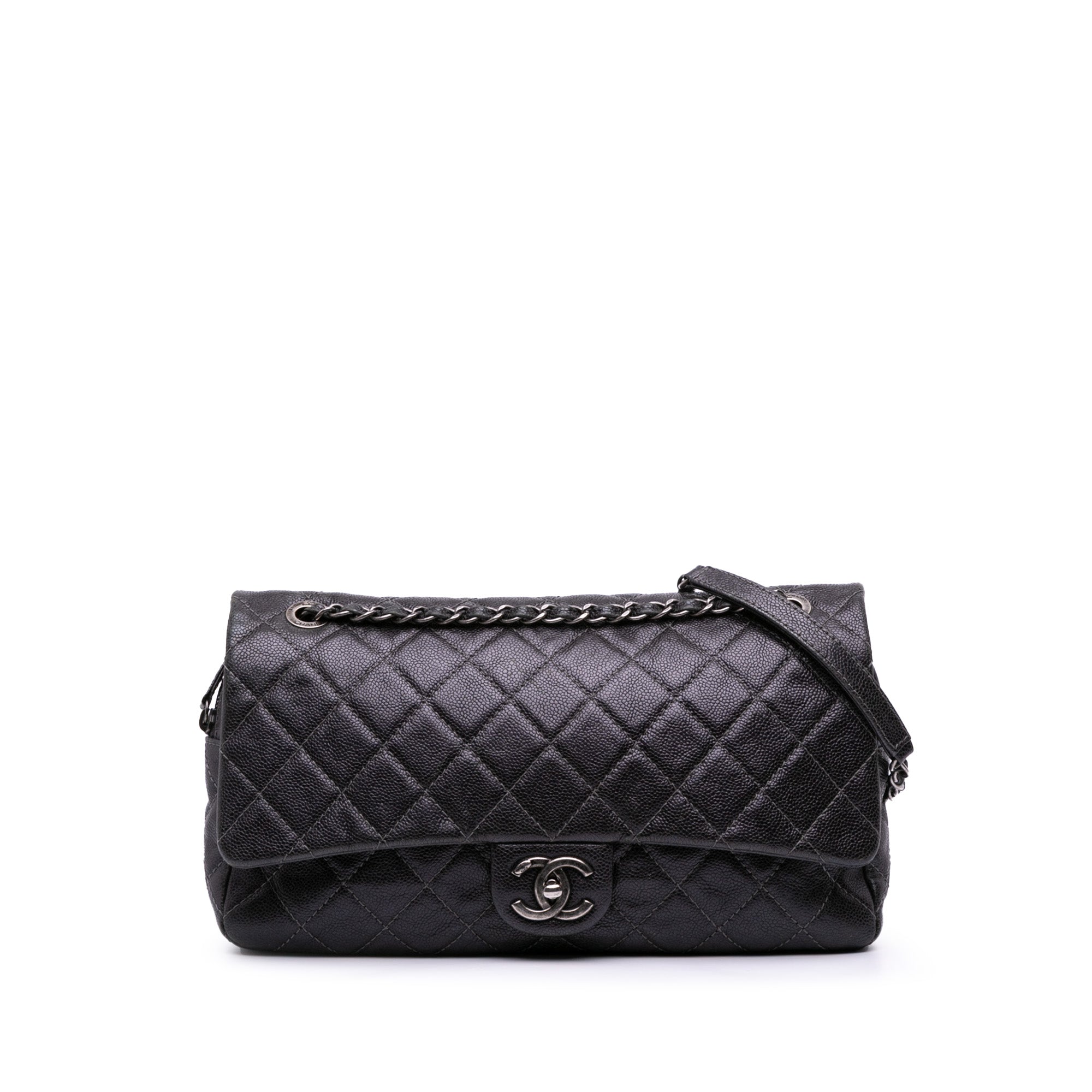 Jumbo Quilted Iridescent Caviar Easy Flap