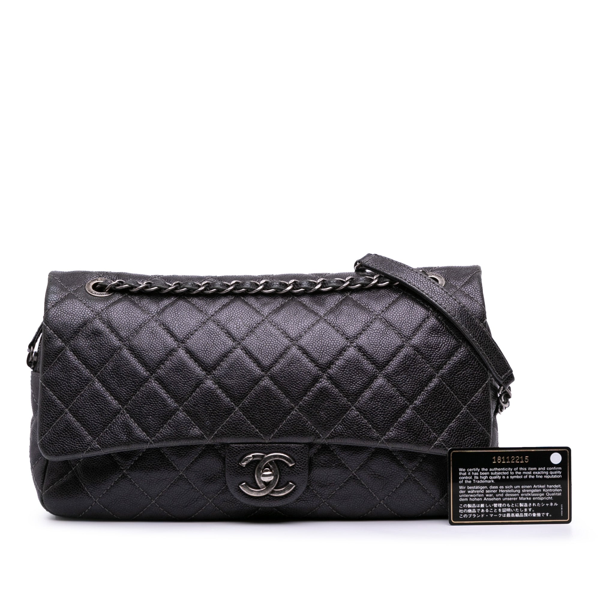 Jumbo Quilted Iridescent Caviar Easy Flap
