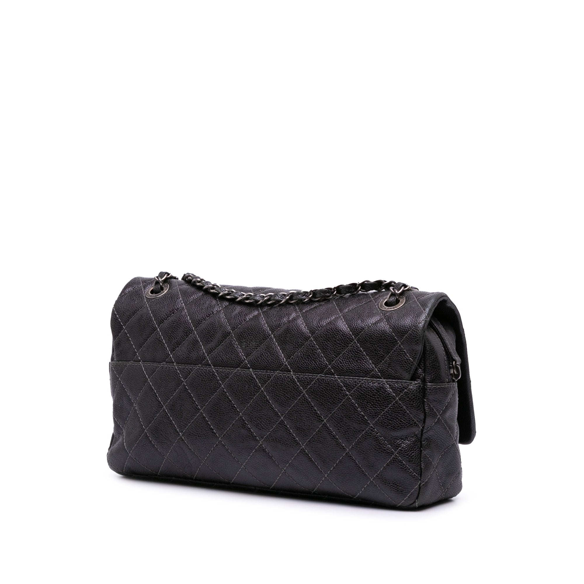 Jumbo Quilted Iridescent Caviar Easy Flap