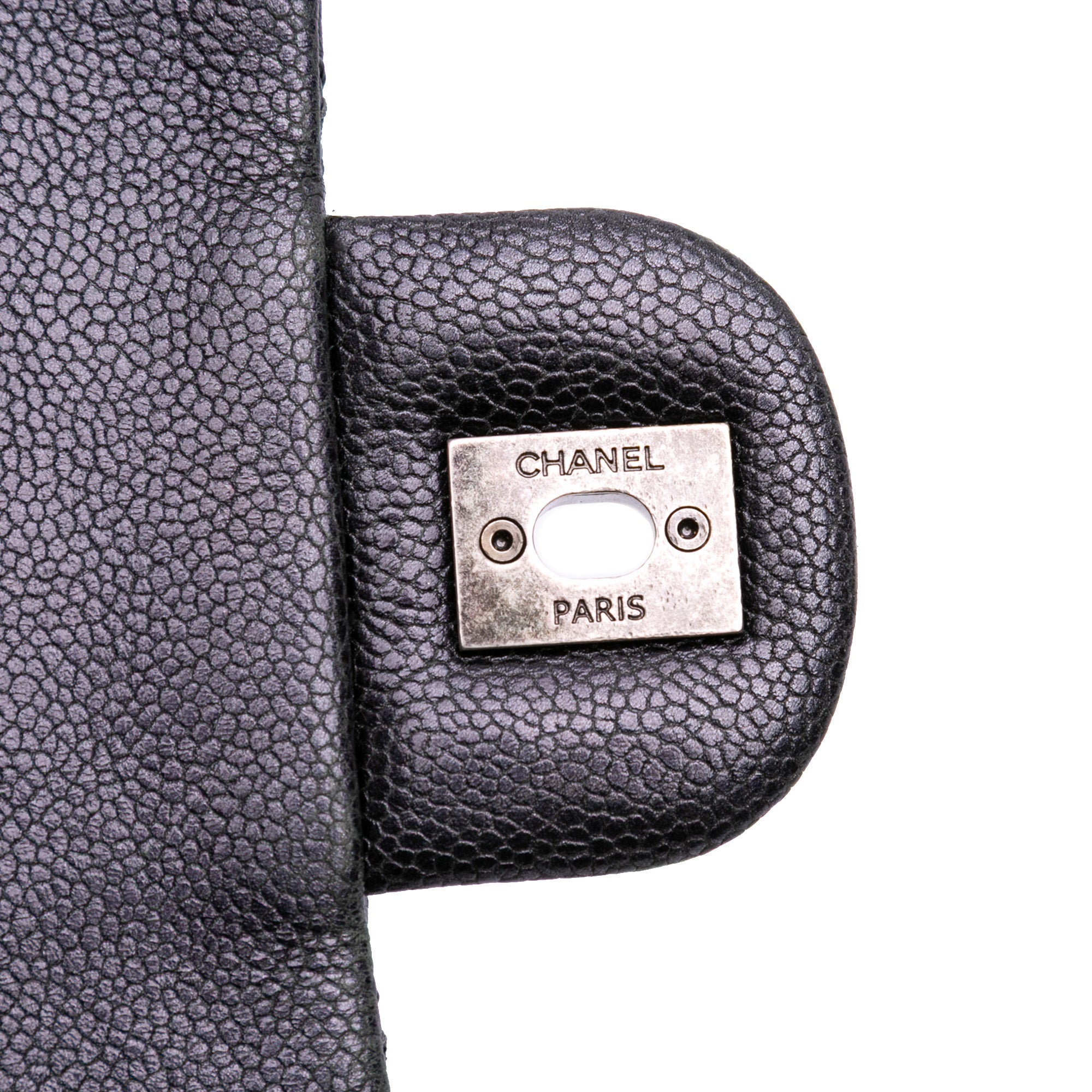 Jumbo Quilted Iridescent Caviar Easy Flap