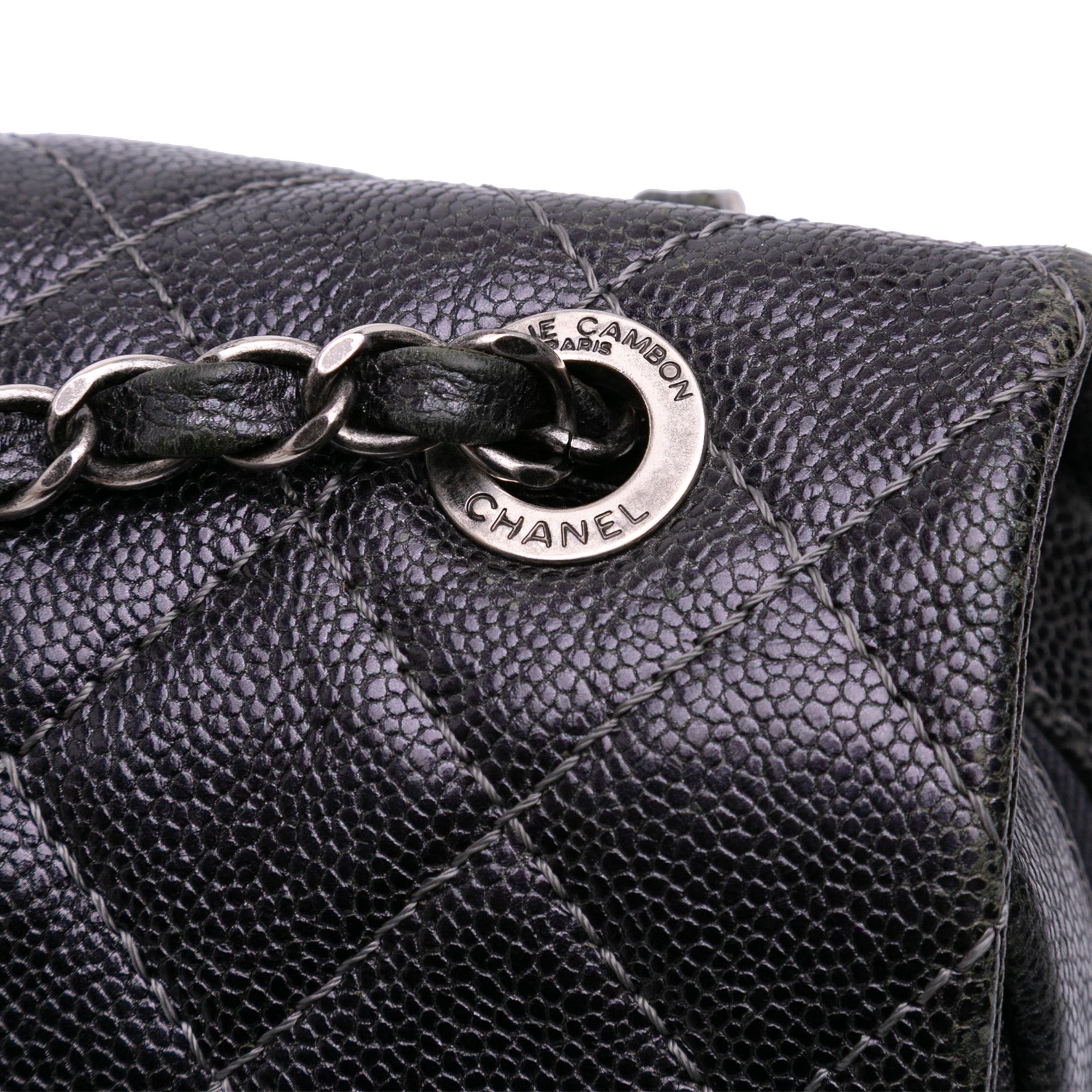 Jumbo Quilted Iridescent Caviar Easy Flap