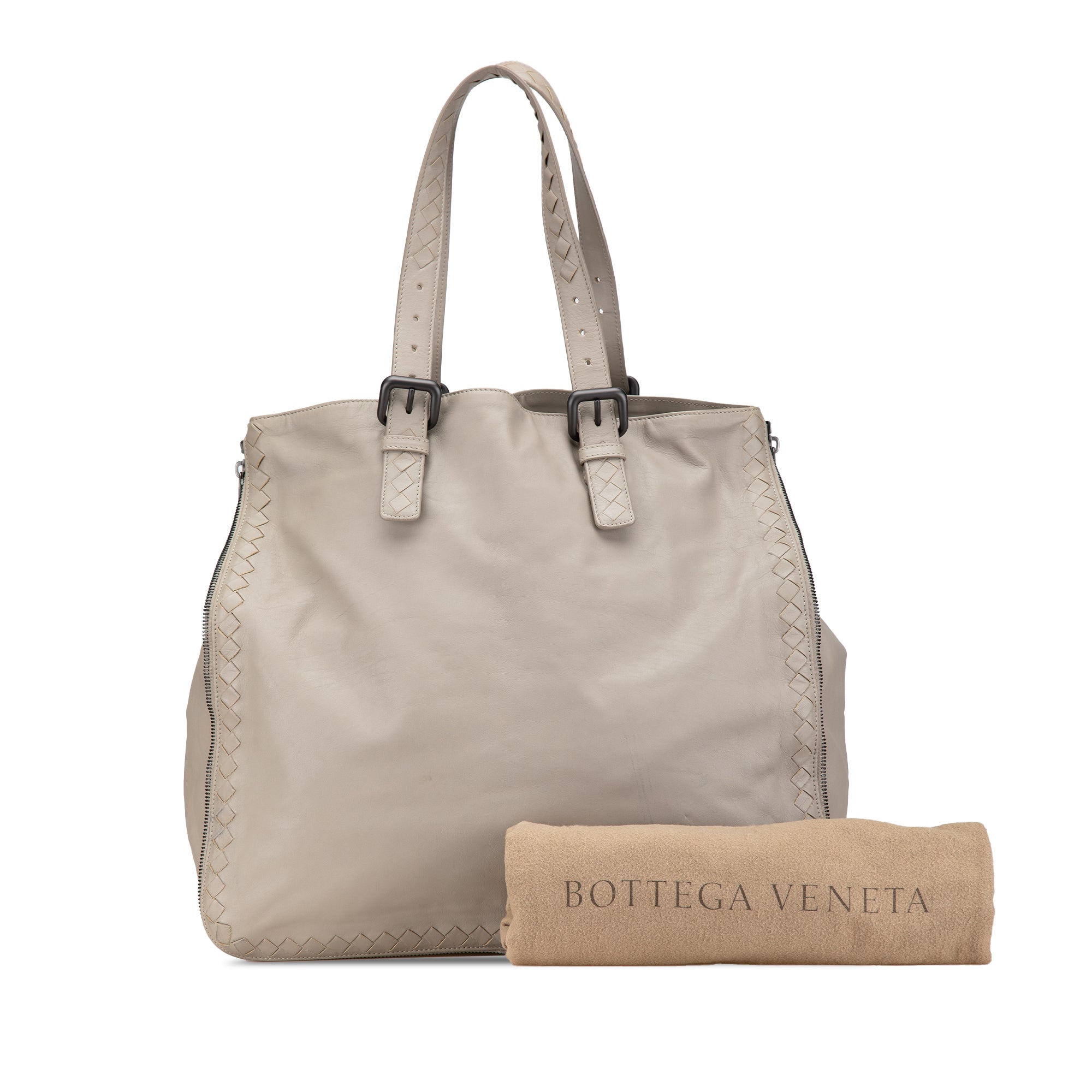 Leather Intrecciato Side Zip Tote