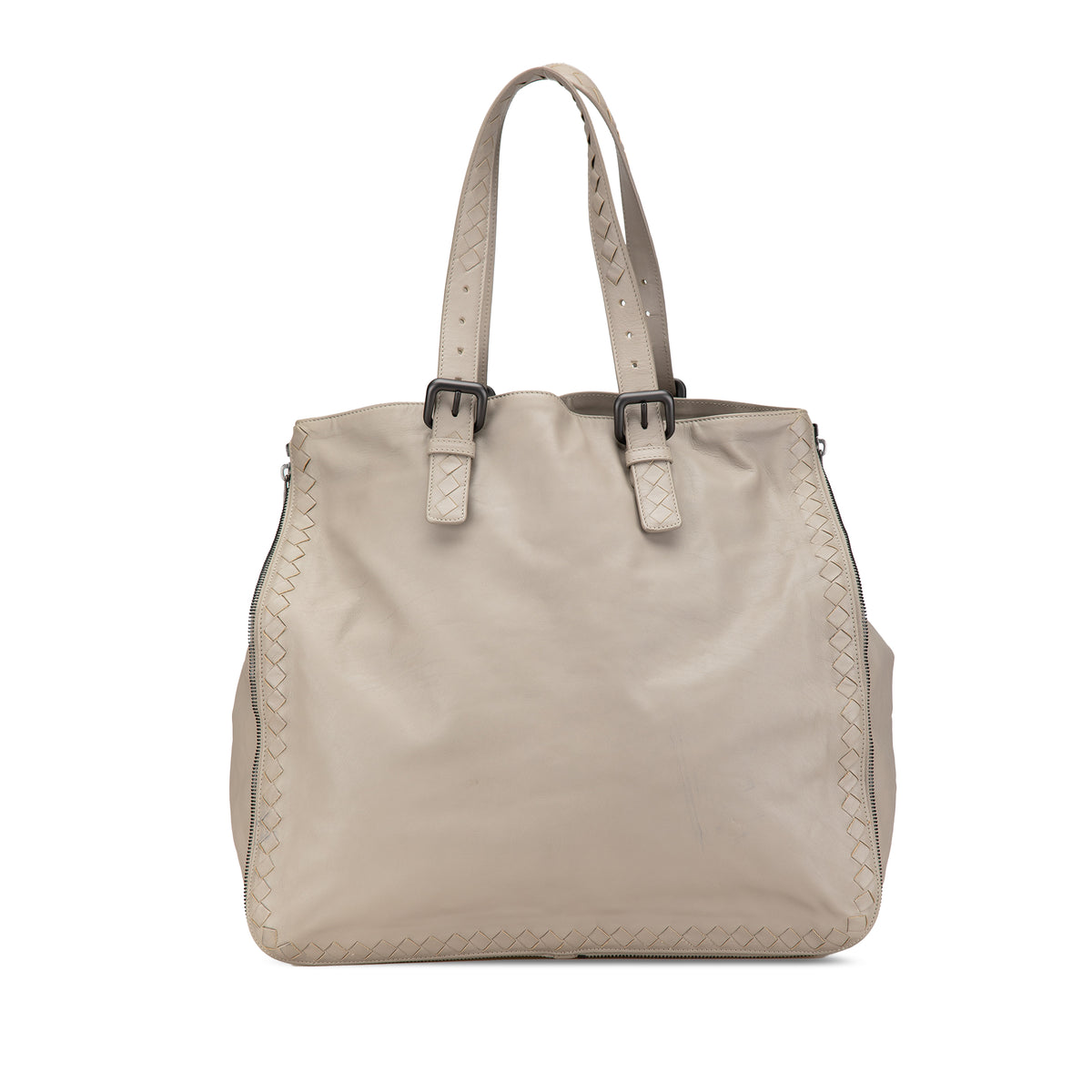 Leather Intrecciato Side Zip Tote