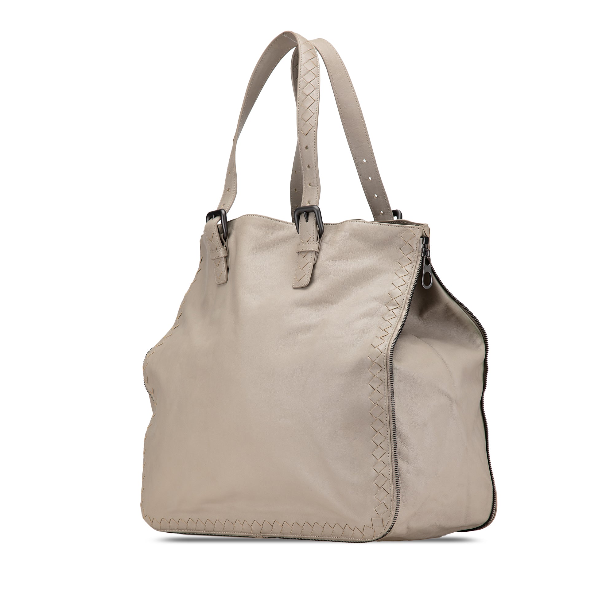 Leather Intrecciato Side Zip Tote