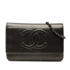 CC Metallic Caviar Wallet on Chain