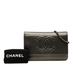 CC Metallic Caviar Wallet on Chain