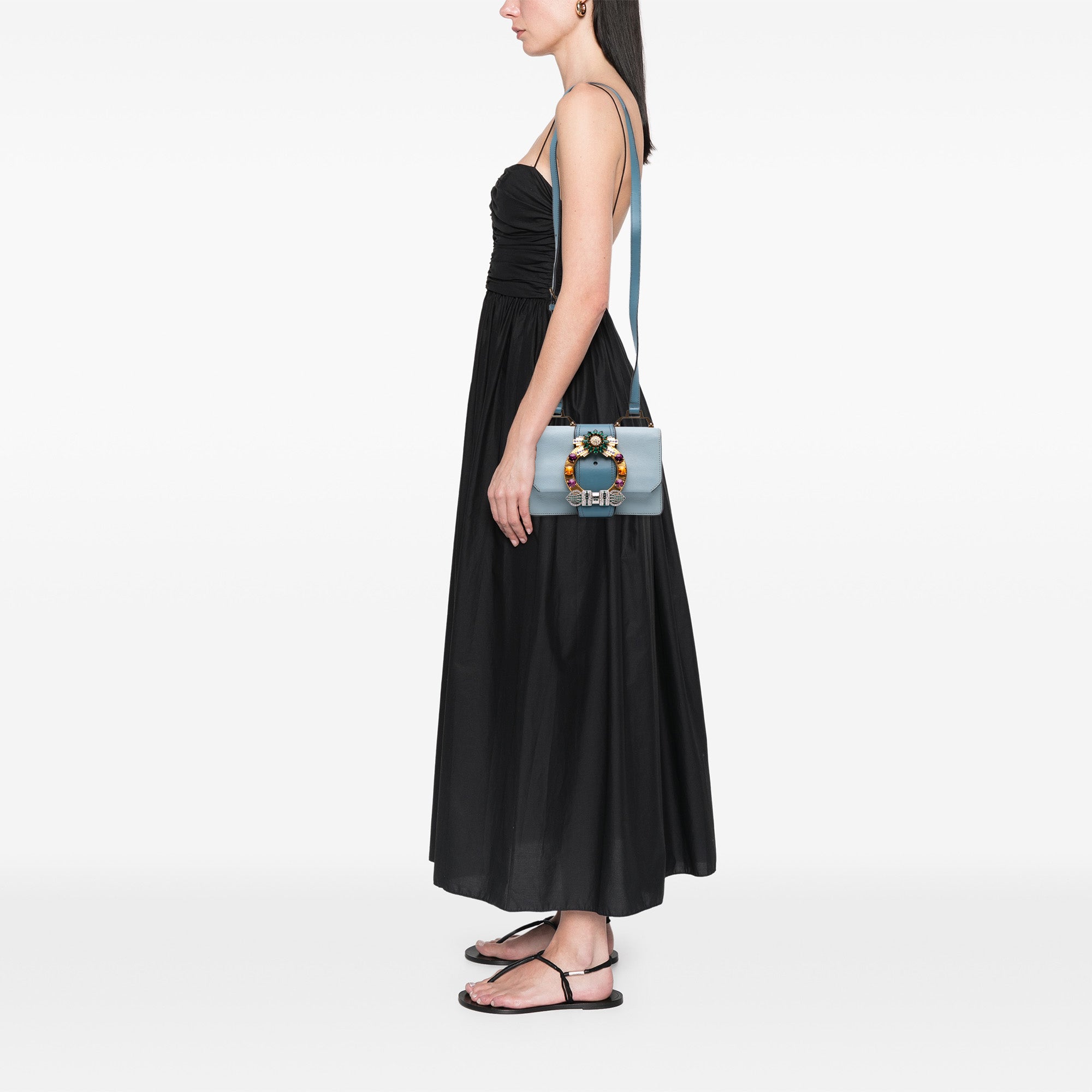 Goatskin Madras Soft Calf Crystal Embellished Crossbody