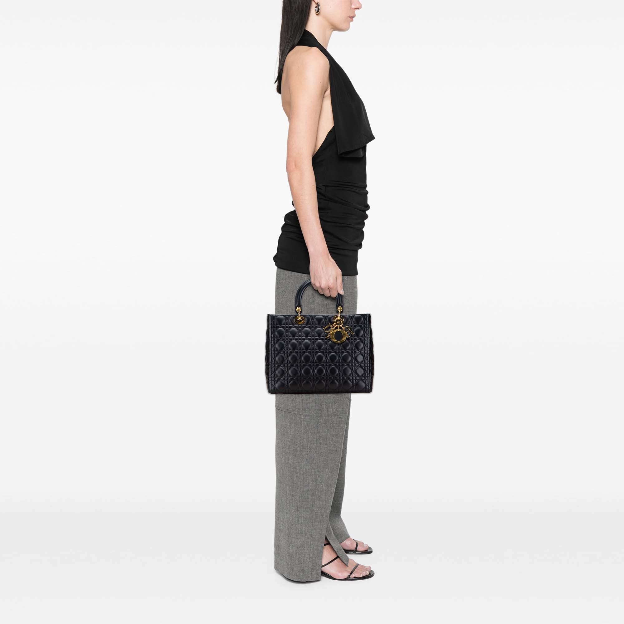 Large Lambskin Cannage Lady Dior
