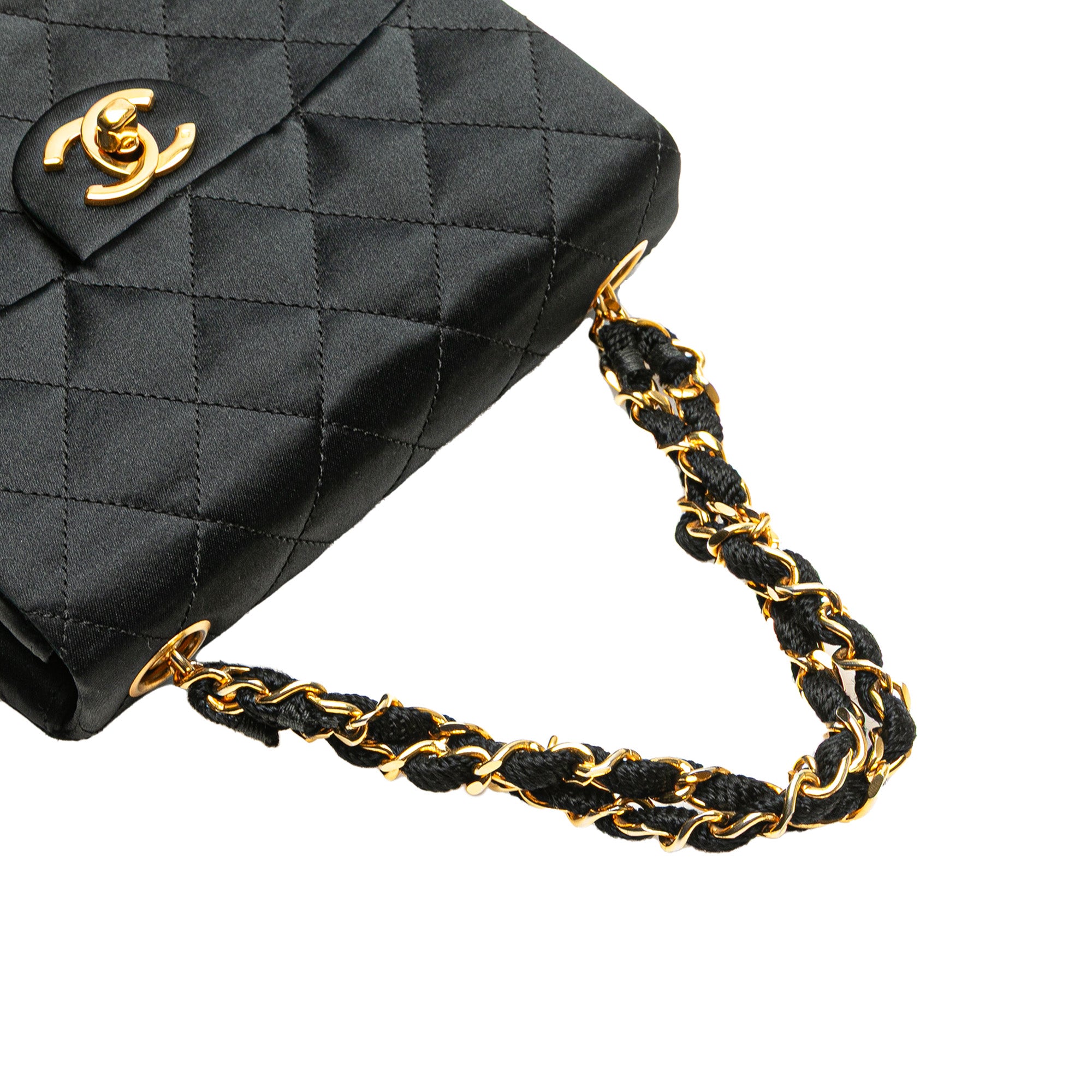 Mini Square Quilted Satin Single Flap