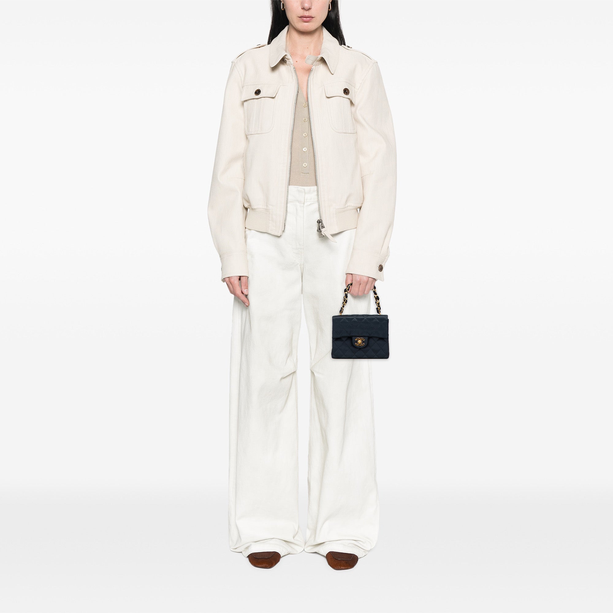 Mini Square Quilted Satin Single Flap
