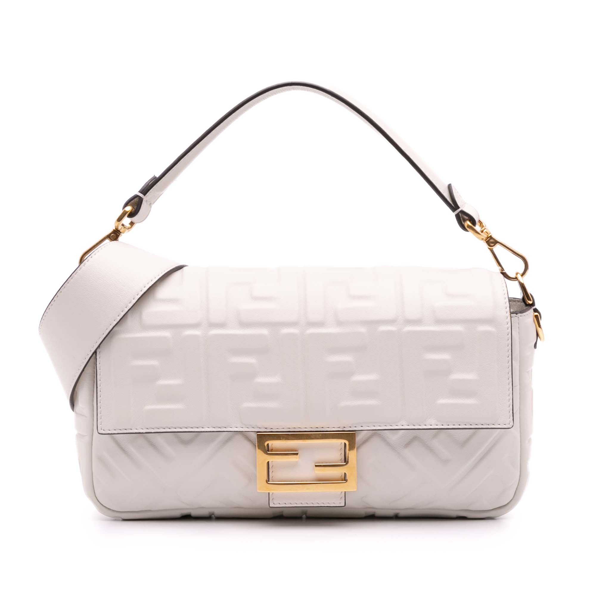 Zucca Embossed Leather Baguette Satchel