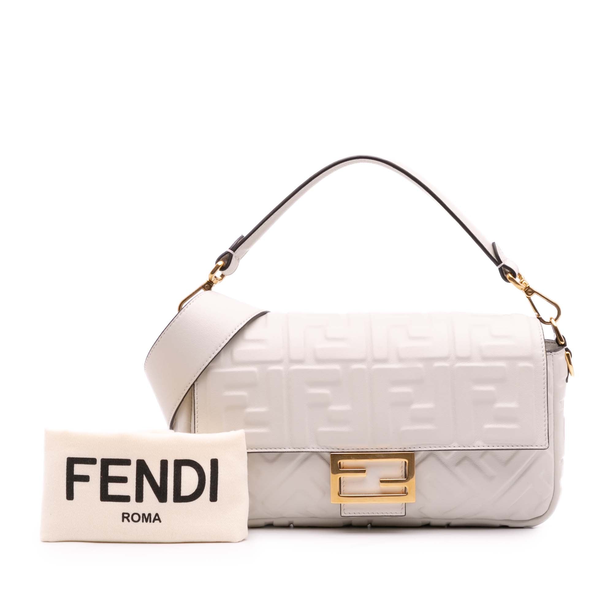 Zucca Embossed Leather Baguette Satchel