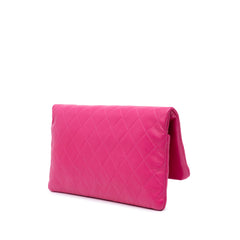 CC Quilted Lambskin Foldover Clutch