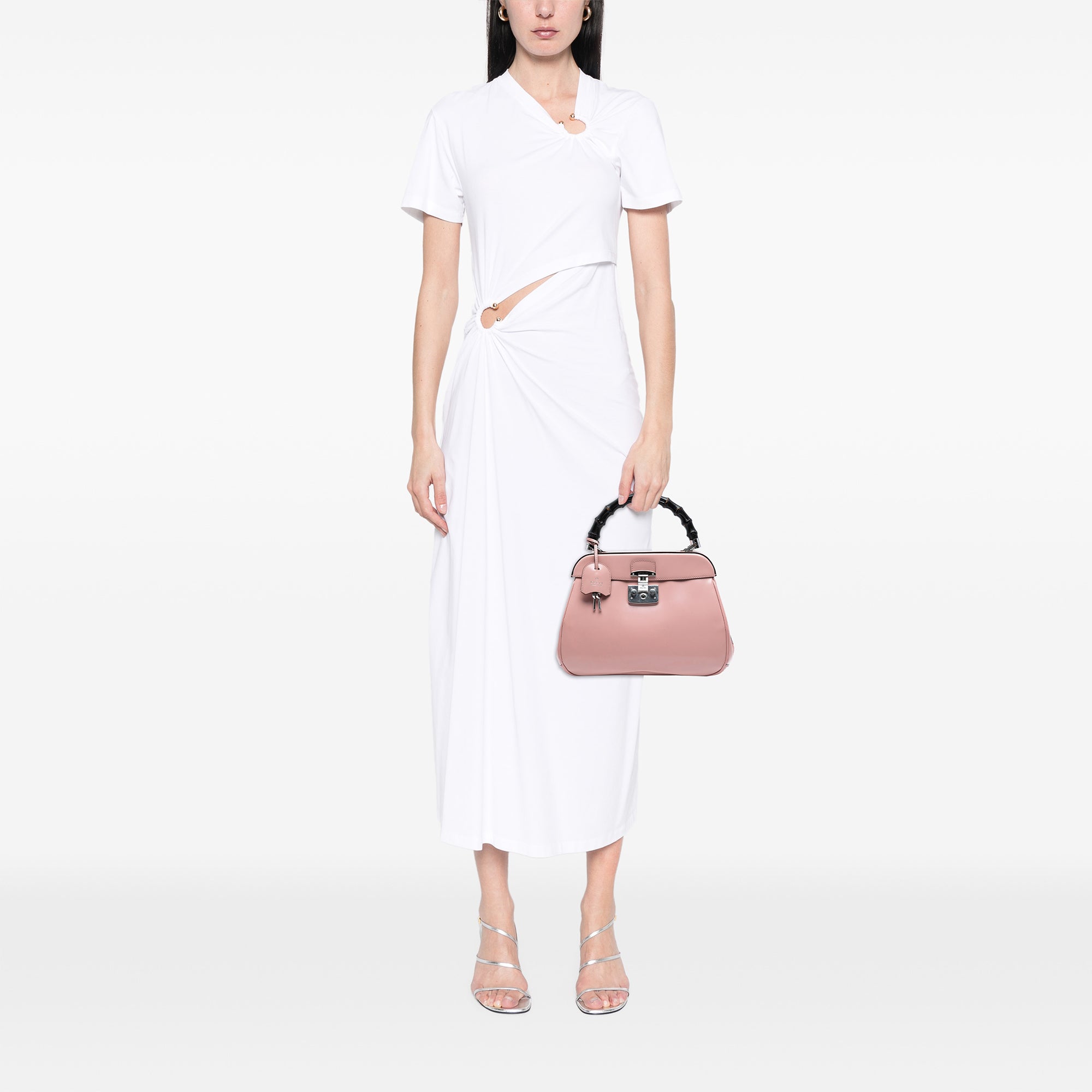 Medium Smooth Calfskin Bamboo Lady Lock Handbag