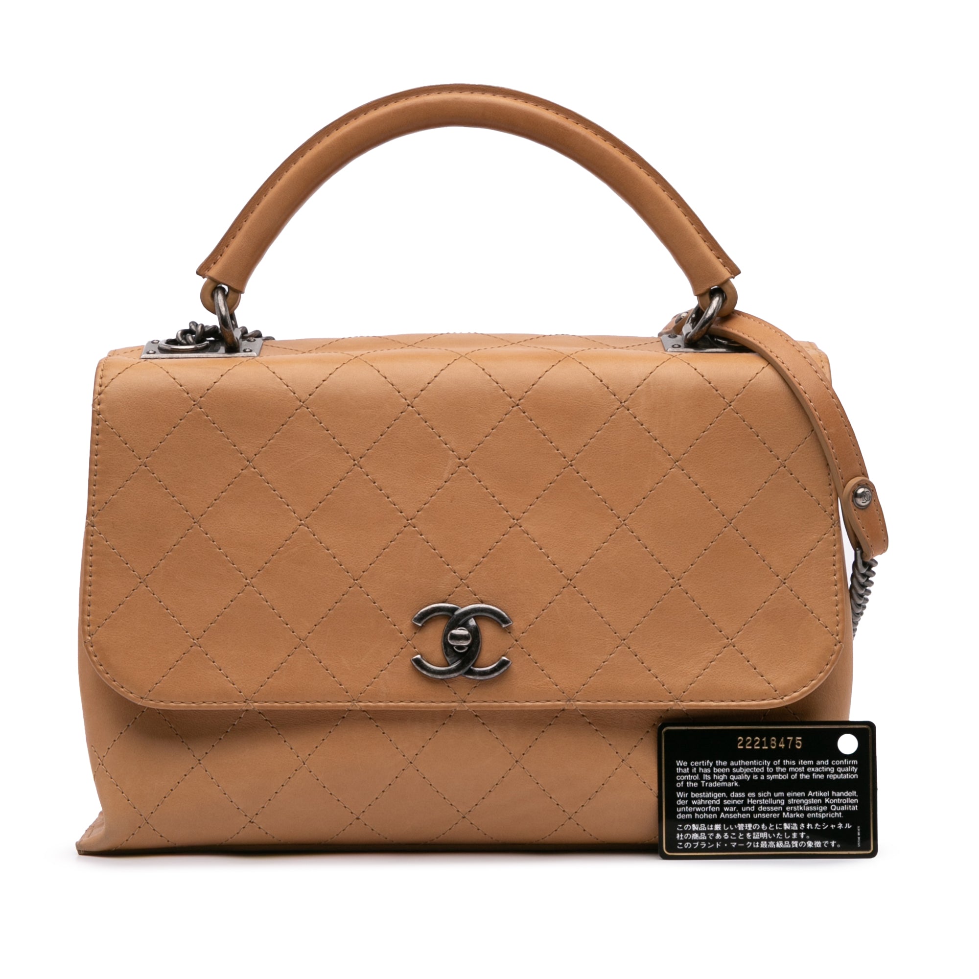Large Calfskin Stitched Urban Luxury Top Handle Bag