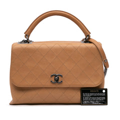 Large Calfskin Stitched Urban Luxury Top Handle Bag