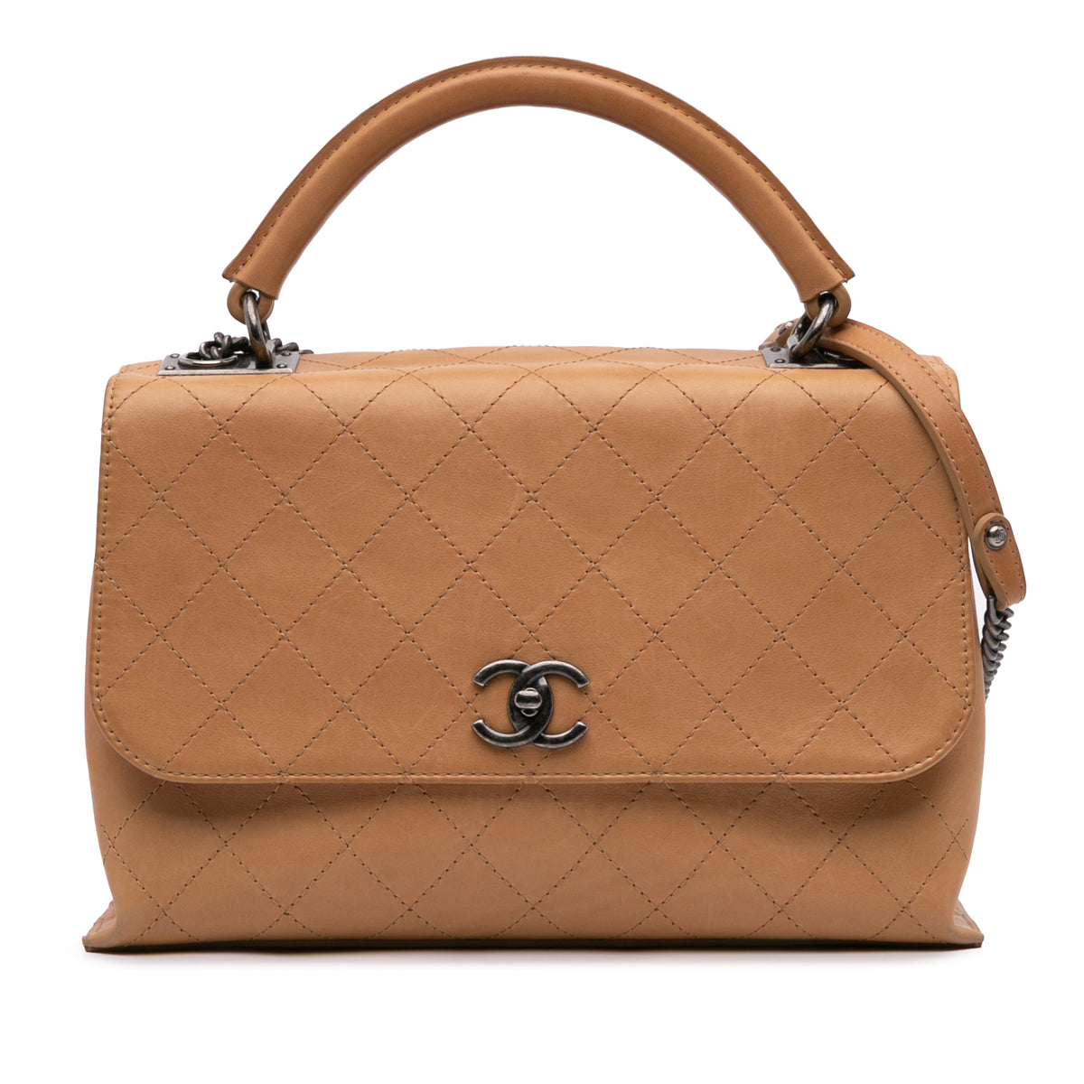 Large Calfskin Stitched Urban Luxury Top Handle Bag