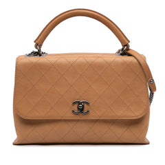 Large Calfskin Stitched Urban Luxury Top Handle Bag