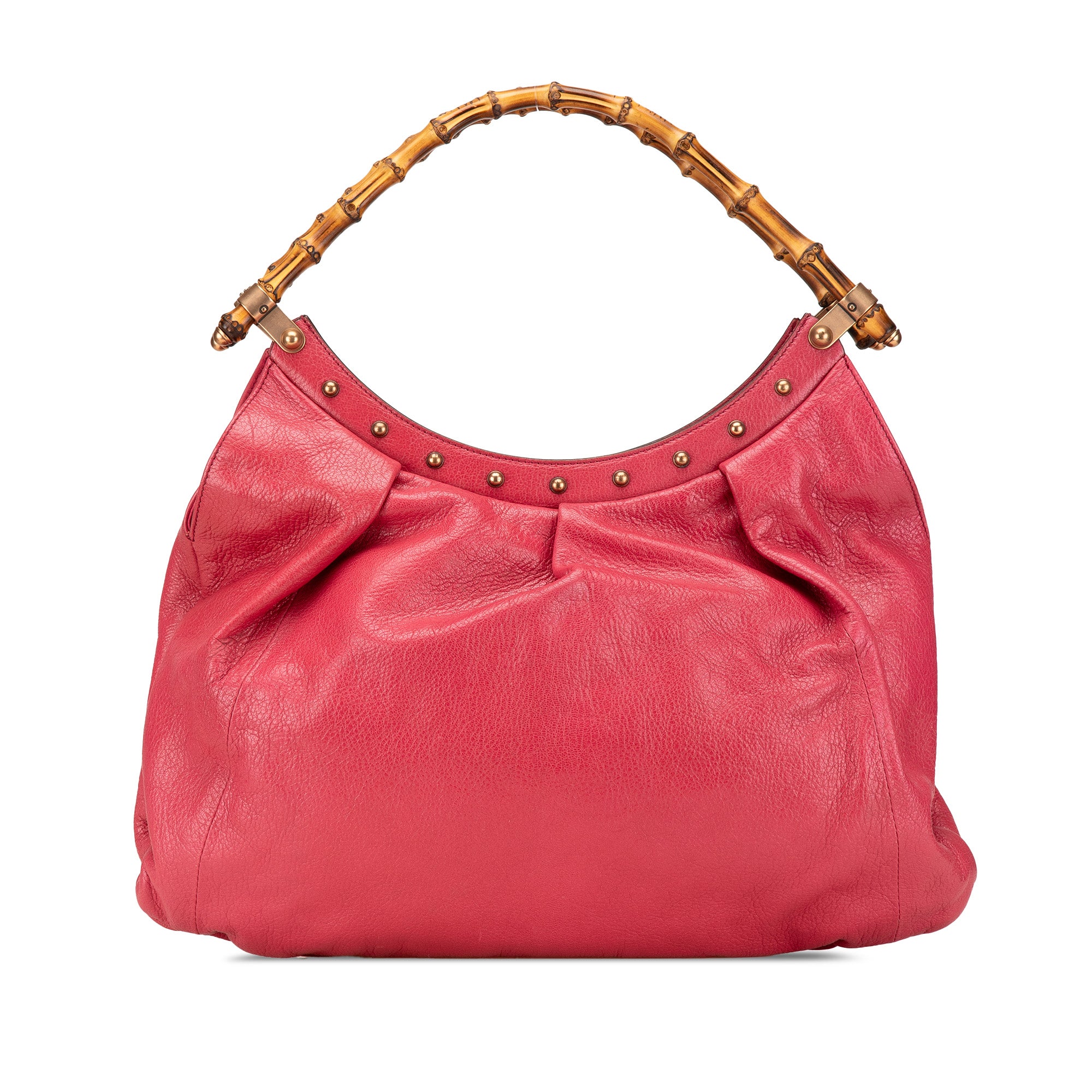 Leather Bamboo Studded Hobo