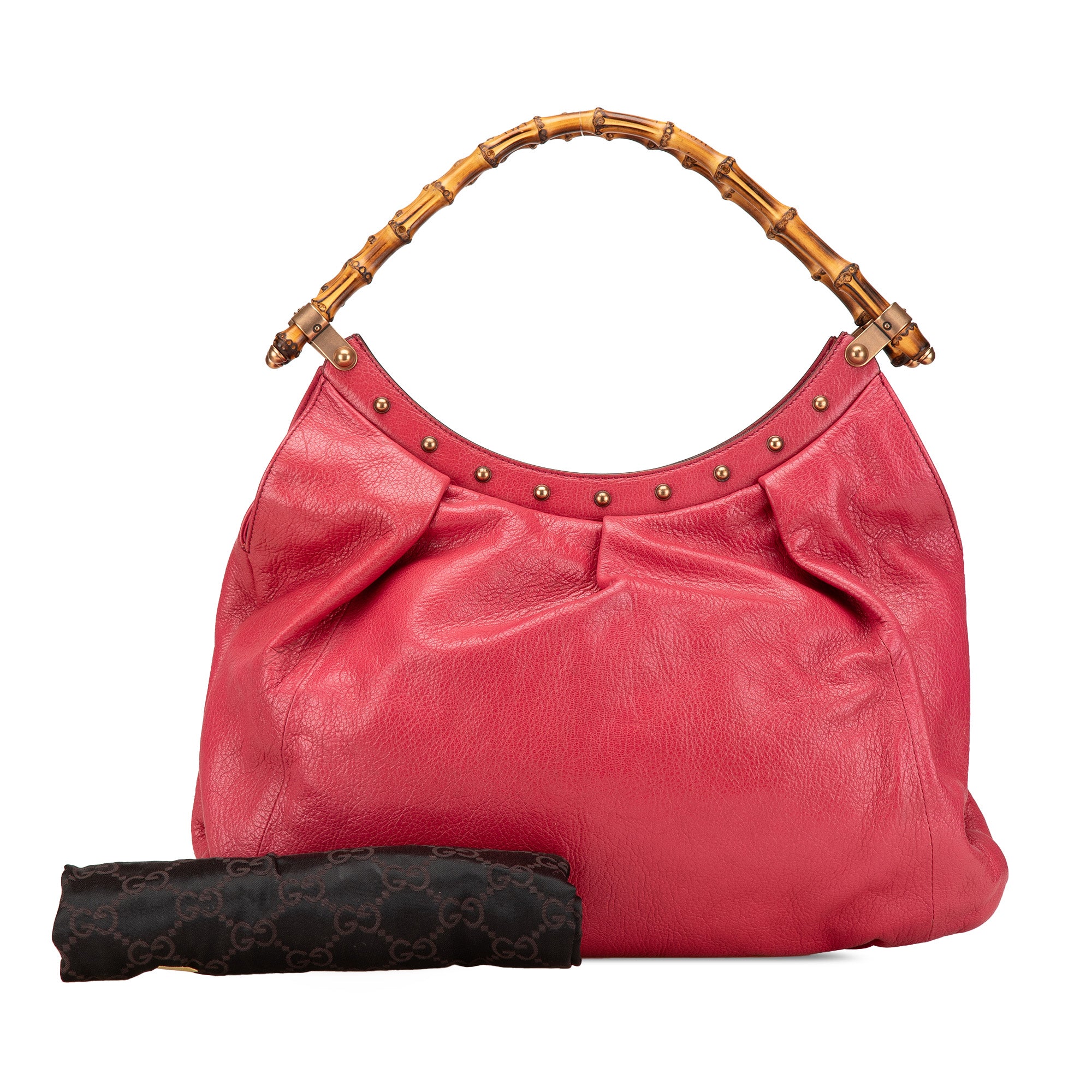 Leather Bamboo Studded Hobo