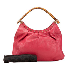 Leather Bamboo Studded Hobo