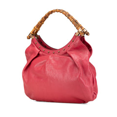 Leather Bamboo Studded Hobo