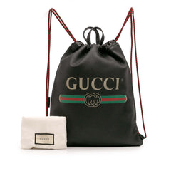 Leather Logo Drawstring Backpack