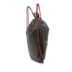 Leather Logo Drawstring Backpack