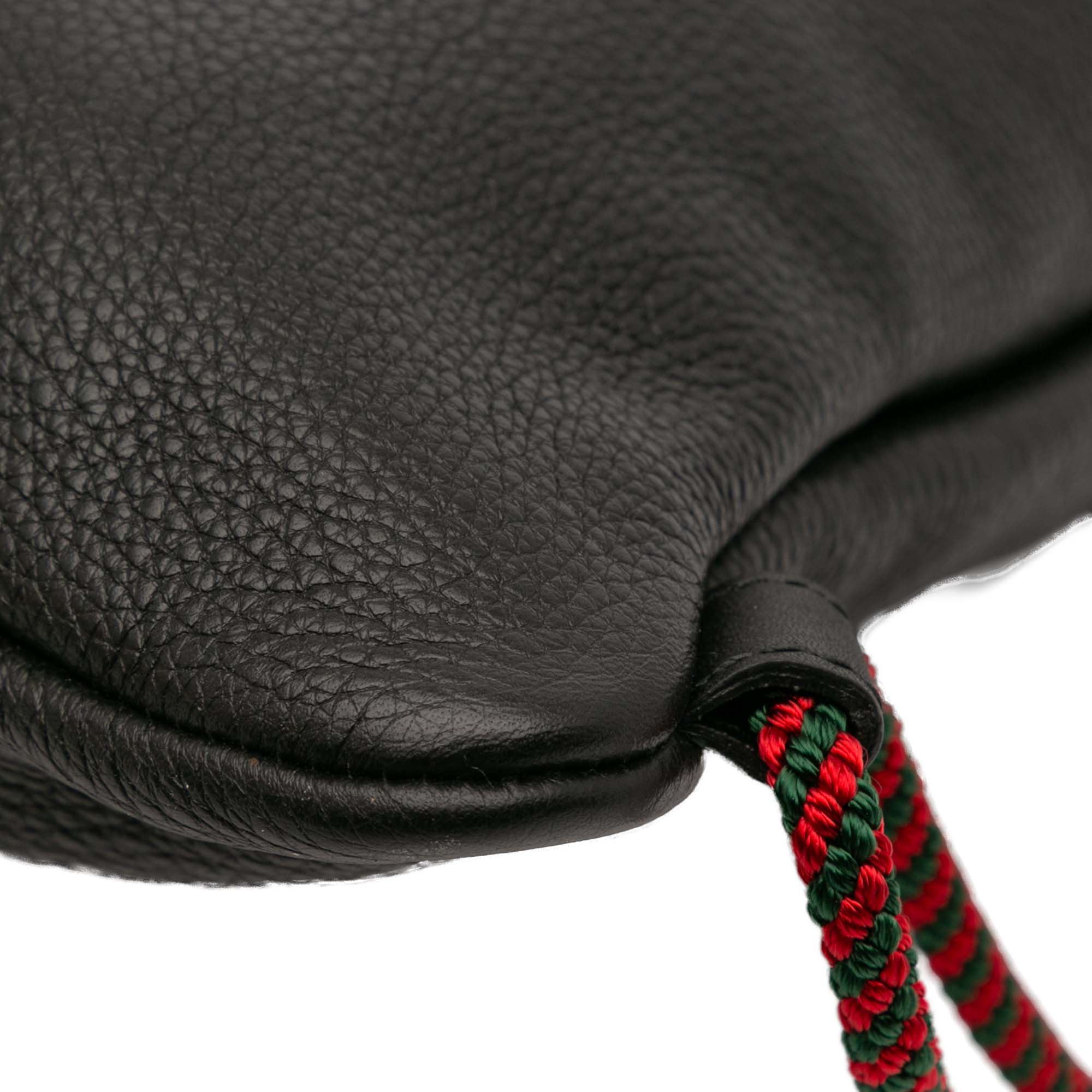 Leather Logo Drawstring Backpack