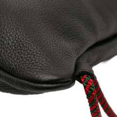 Leather Logo Drawstring Backpack