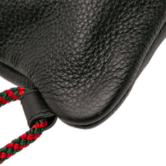 Leather Logo Drawstring Backpack