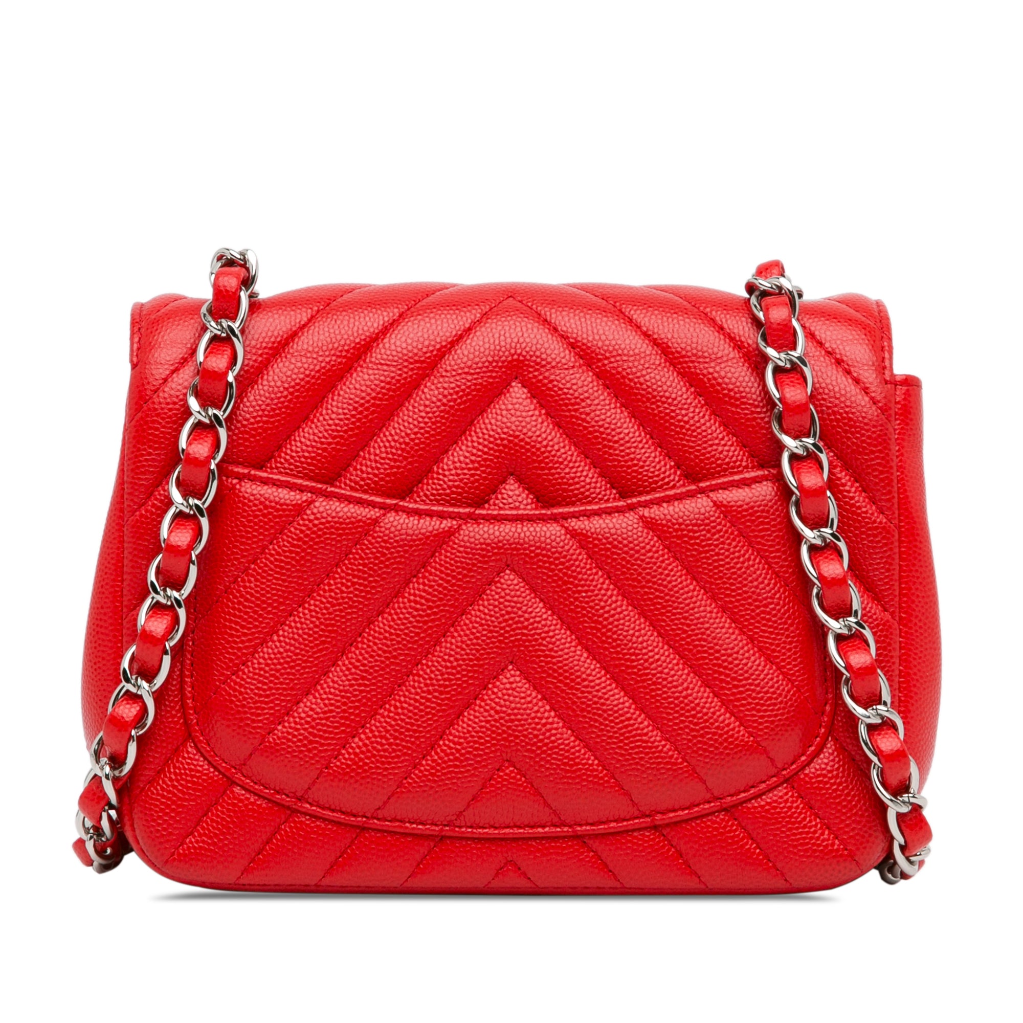 Mini Square Classic Chevron Caviar Single Flap_2