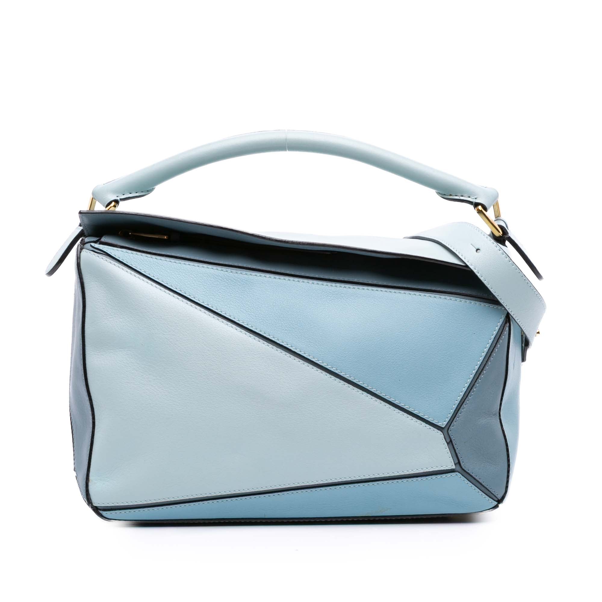 Medium Tricolor Calfskin Puzzle Satchel