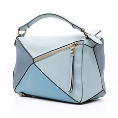 Medium Tricolor Calfskin Puzzle Satchel