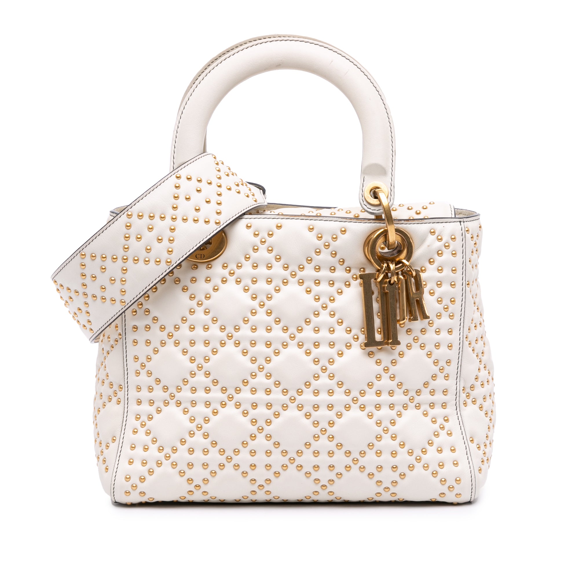 Medium Calfskin Cannage Studded Supple Lady Dior