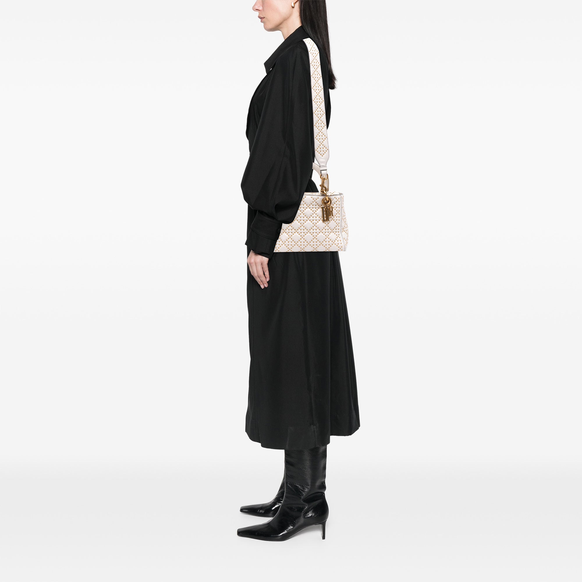 Medium Calfskin Cannage Studded Supple Lady Dior