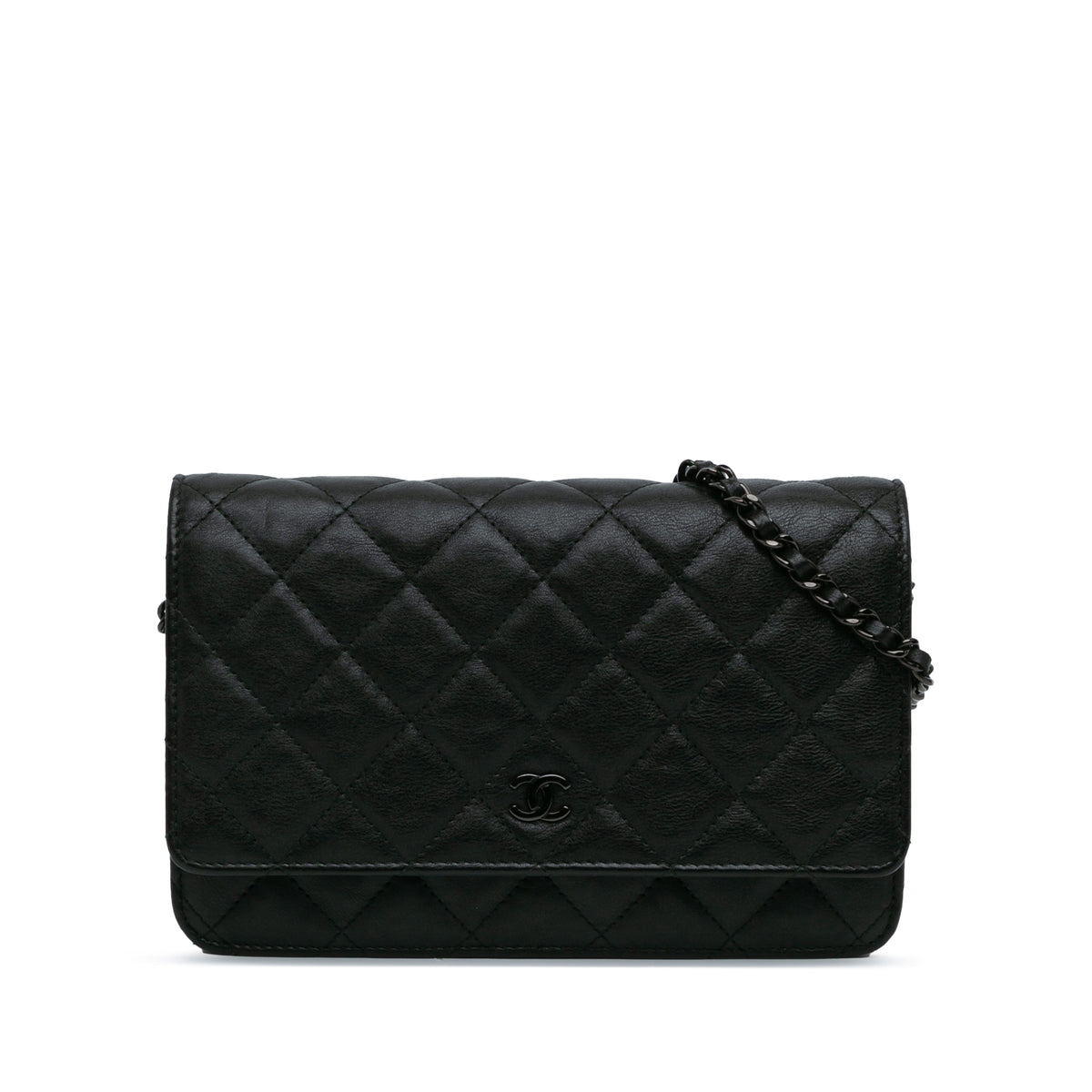 Quilted Crumpled Calfskin So Black Wallet On Chain