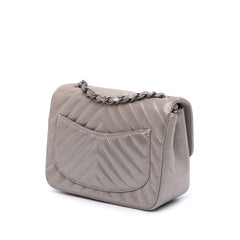 Mini Square Classic Chevron Iridescent Calfskin Single Flap