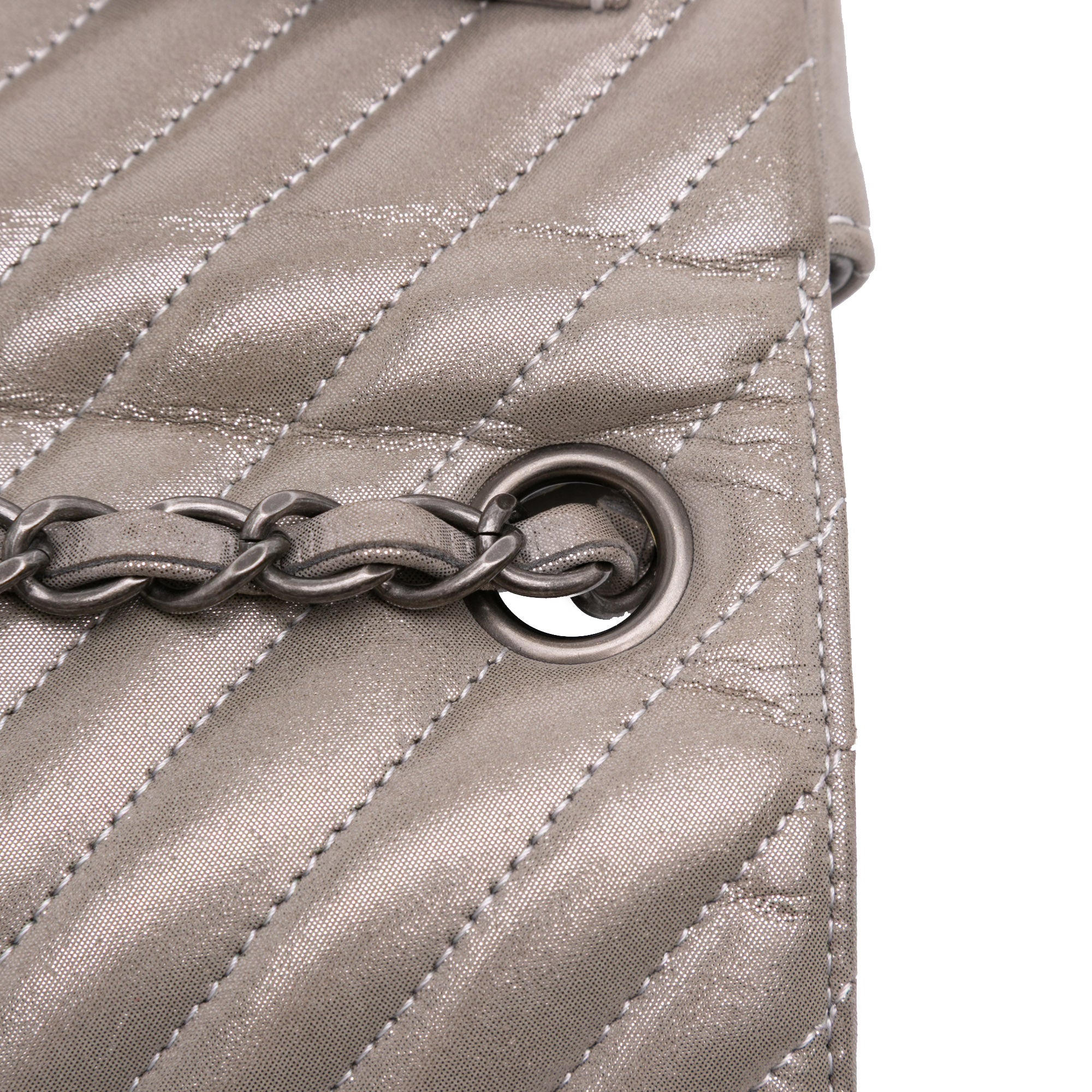Mini Square Classic Chevron Iridescent Calfskin Single Flap