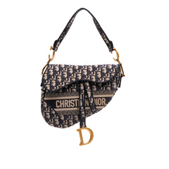 Oblique Embroidered Canvas Saddle Bag