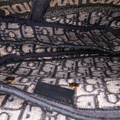 Oblique Embroidered Canvas Saddle Bag