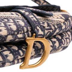 Oblique Embroidered Canvas Saddle Bag
