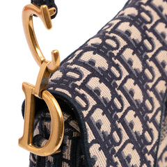 Oblique Embroidered Canvas Saddle Bag