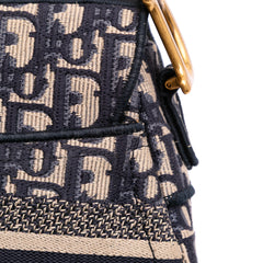 Oblique Embroidered Canvas Saddle Bag