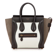 Micro Tricolor Nubuck and Calfskin Luggage Tote