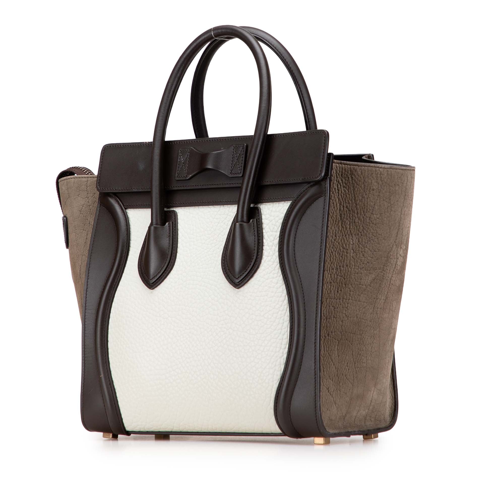 Micro Tricolor Nubuck and Calfskin Luggage Tote